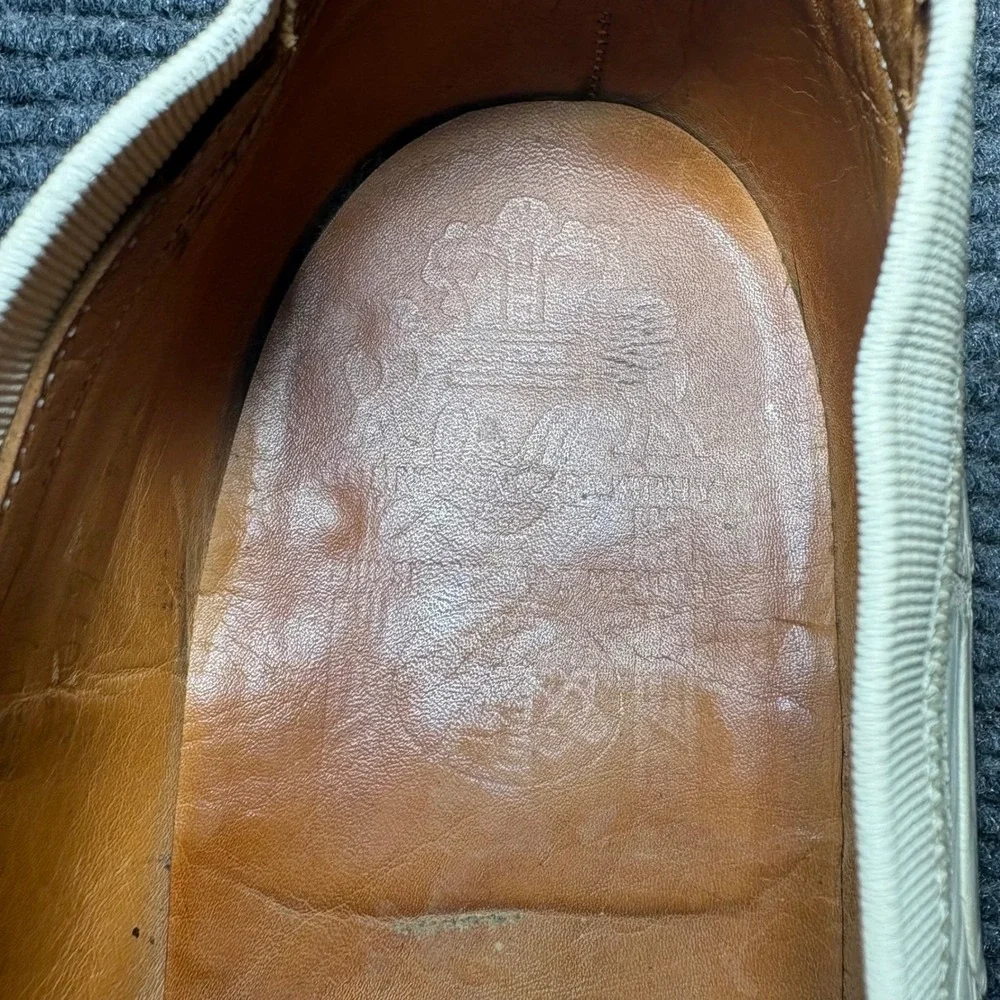 Vintage Ruben Morris Alligator Tassel Loafers Mens 9.5 D White Exotic Skin Shoes